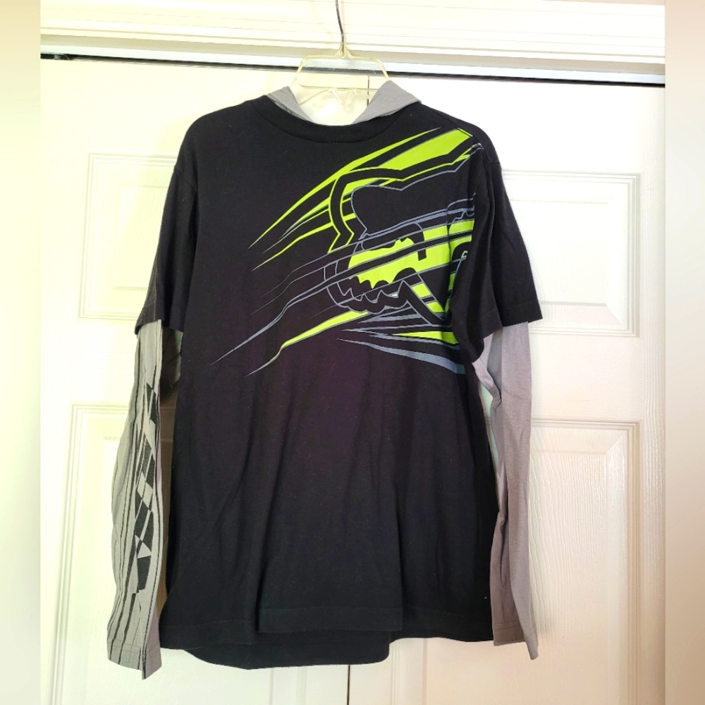 Fox Long Sleeve with Hood Tshirt Youth L